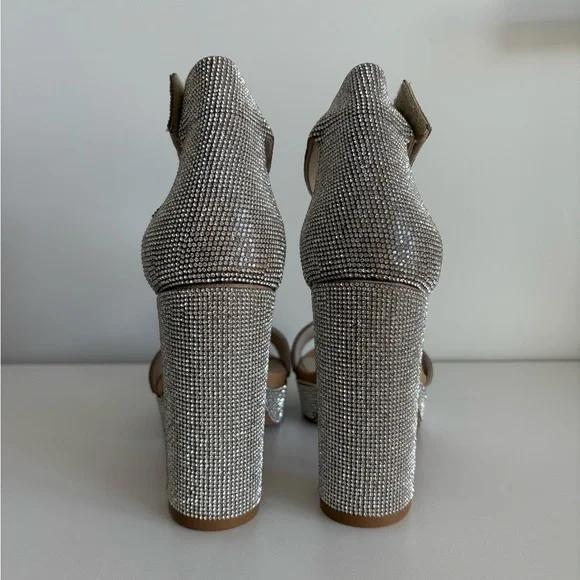 Silver Rhinestone Platform Heels - Picture 3 of 11
